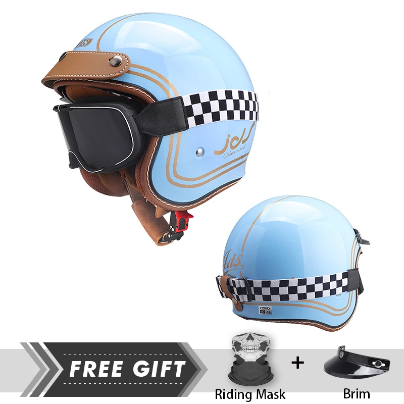 

DOT Open Face Helmet Comfortable Ventilation Motorcycle Helmets ABS Shell High Quality Fashion with Goggles Jet Helmets