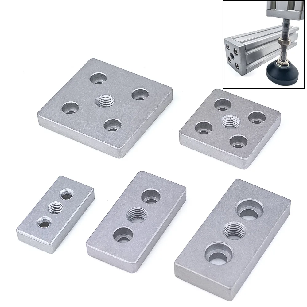 4Pcs 3 Holes 5 Holes Connecting Foot Support Caster Fixed Mounting Connector Cover Plate End Connecting Plate for Alu Profile