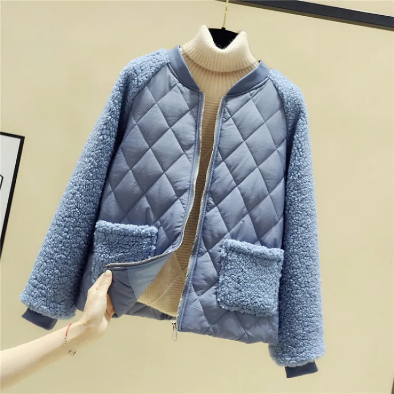 New cotton-padded jacket women short loose winter lamb down cotton jacket stand collar cotton-padded jacket fashion warm coatt