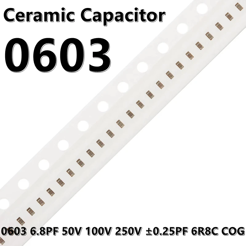 (100 шт.) 0603 100 пФ 50 в 250 В 1608 В ± ПФ 6R8C COG SMD керамические конденсаторы