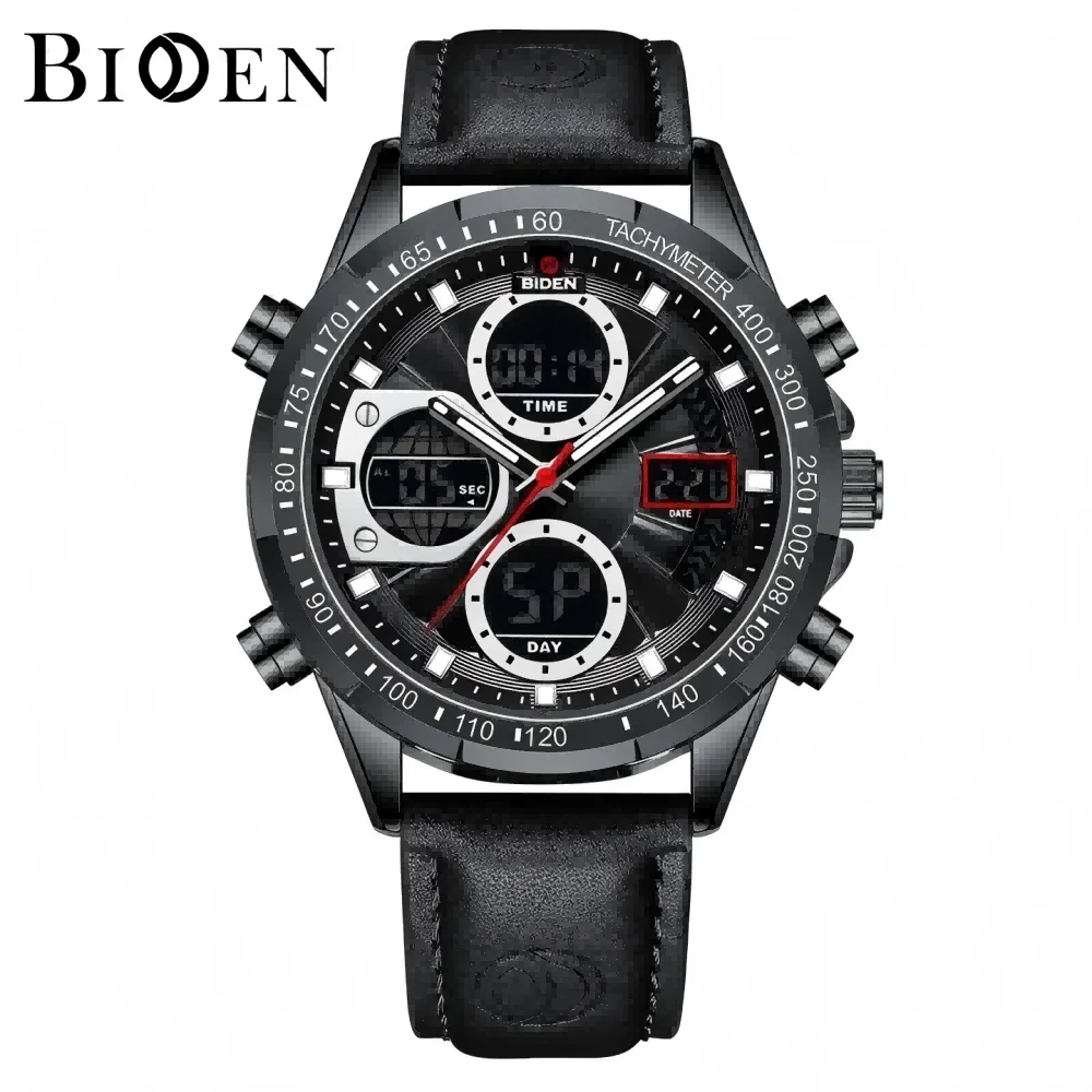 

BIDEN Fashion Military Watches for Men leisure Sports Chronograph Watch ​Waterproof Quartz Clock Digital WristWatch
