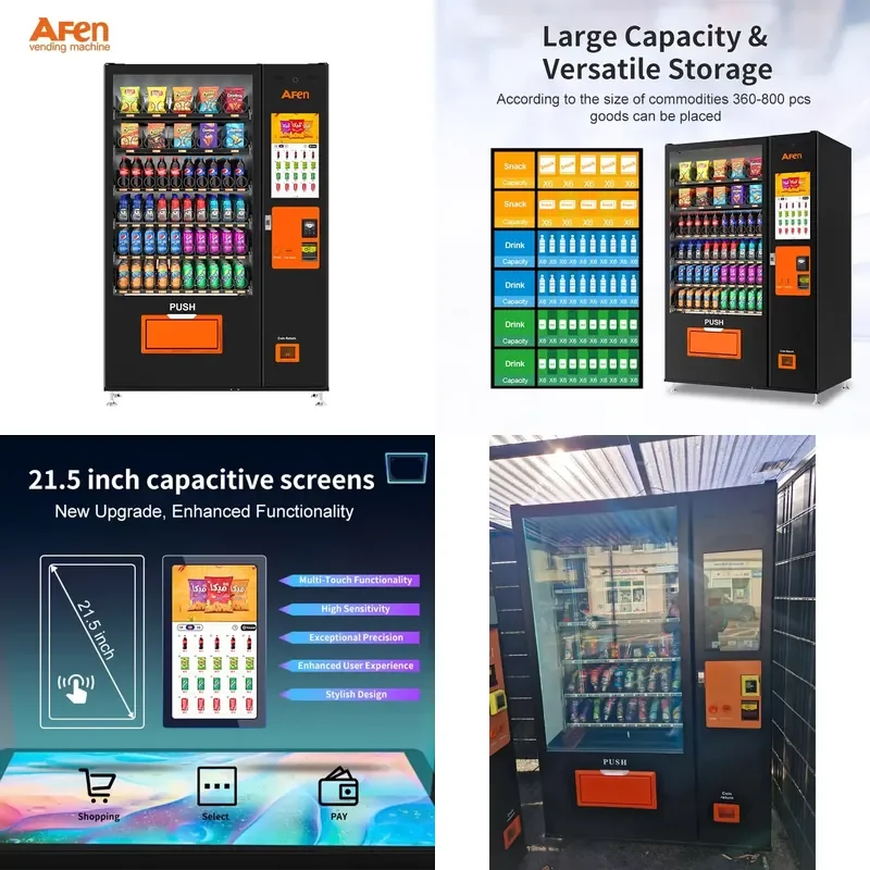 Afen 24-hour advertising screen Vending machine combination Snack drink Vending machine with card reader