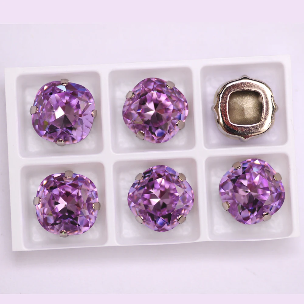 CTPA3bI Violet Color Glass Crystal With Gold Silver Claw Rhinestones Sew On Dancing Dress Decoration Jewelry Making Bags Stones