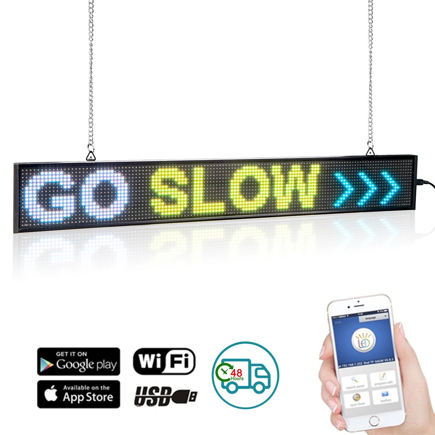 P5 RGB Car  LED Display Board Interior Indicator Light Taxi Panel Programmable Sign Screen Rear Window Warning Roof Light