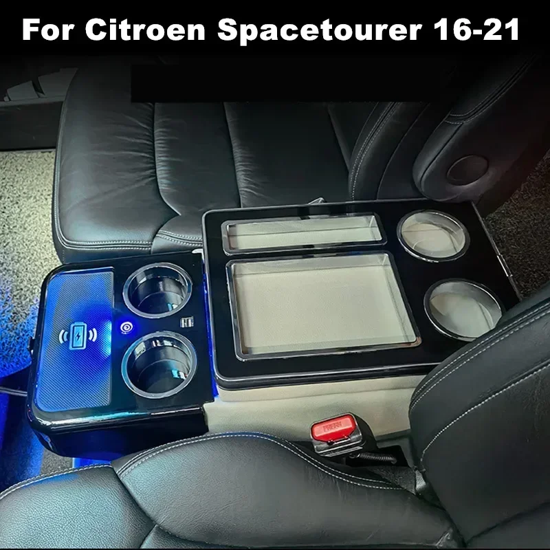 SHITURUI For Citroen Spacetourer 2016-2023 1x Front Armrest Box with USB Atmosphere light