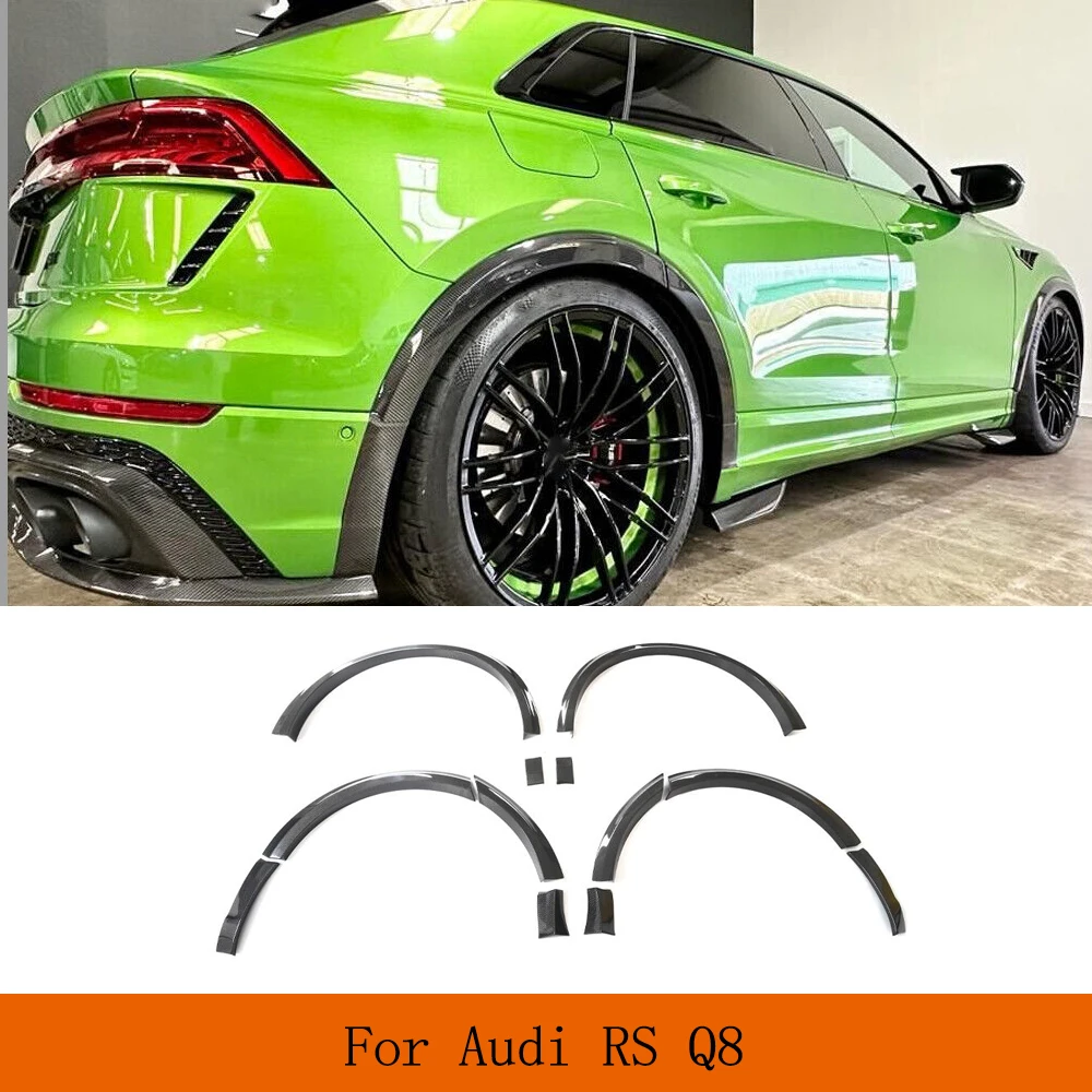 For Audi RSQ8 2020-2023 Real Carbon Fiber Wheel Fender Flares Protector Eyebrow 12pcs Car Wide Fender Flares Wheel Arch Trim Lip