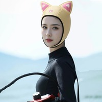 Wetsuit Hood Cat Ears Neoprene Swimming Caps Waterproof Diving Hood Headgear With Chin Strap Elastic Thicken Hat Gear Dive Hood