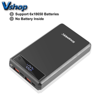 HAWEEL DIY 6 x 18650 Battery 24W Fast Charge Power Bank Box Case with Display Not Include Battery