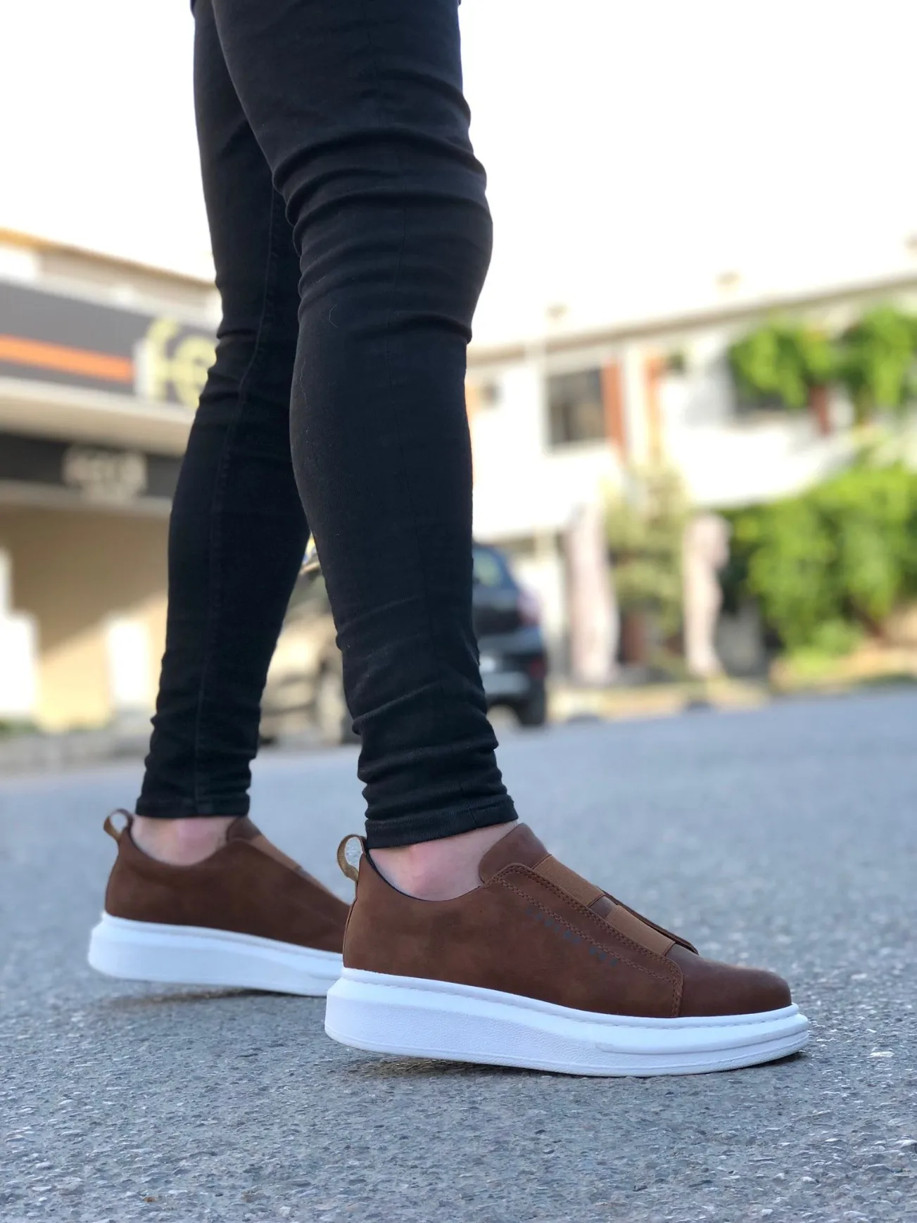 ER0307 Herenschoenen Dikke Hoge Zool Dubbele Band Casual Comfortabele Comfortabele Slip-On Lente Zomer Seizoensgebonden Sneaker