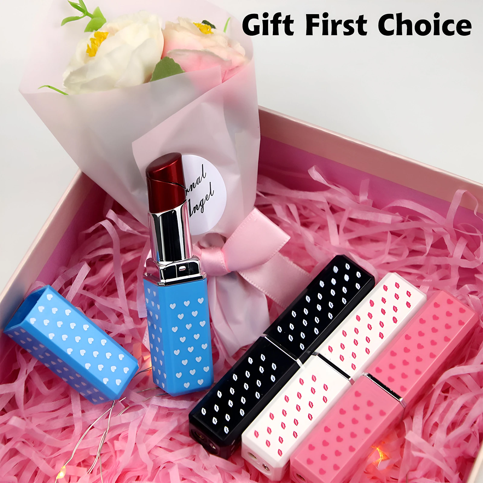 2 Pack of Cute Lipstick Lighter Soft Flame Refillable Butane Unique Gift for Girls,Women,Girlfriends (Without Butane Gas)