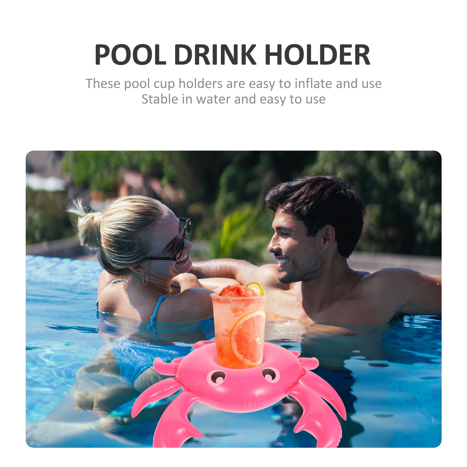 3Pcs Pool Getränkehalter Aufblasbare Wasser Tasse Untersetzer Krabben Form Cartoon Schwimmenden Getränkehalter Pool Zubehör für Strandpartys