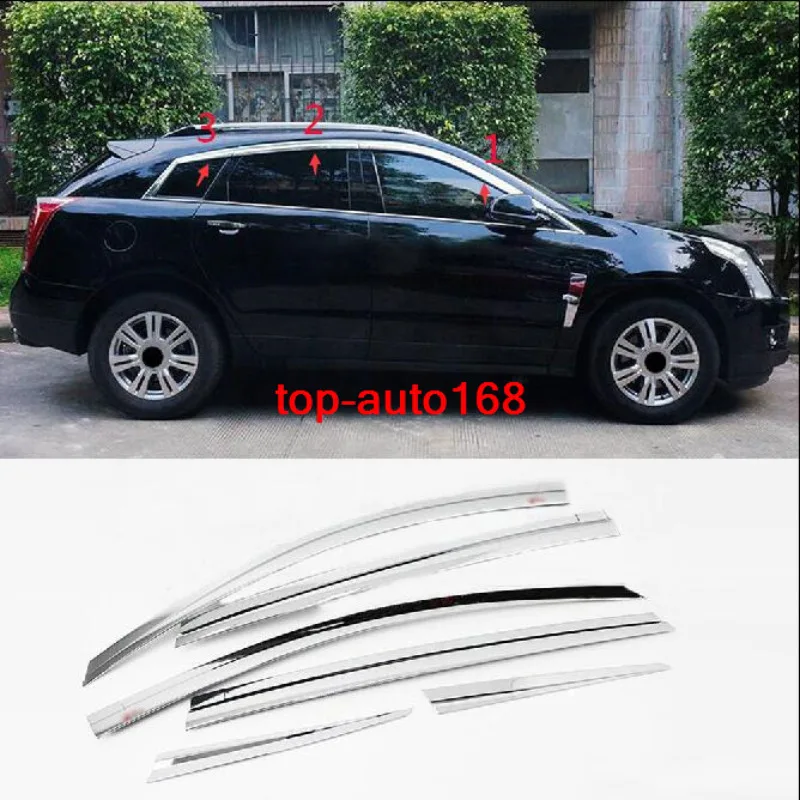 Chrome Window Visor Vent Shades Sun Rain Guard 6PCS For Cadillac SRX 2010-2015