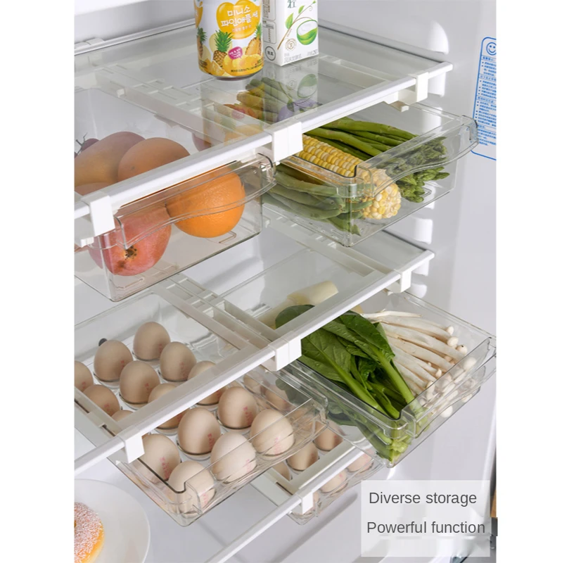 

Refrigerator Drawer Storage Box Plastic Box Egg Storage Container Transparent Fruit and Vegetable Storage Box Adjustable