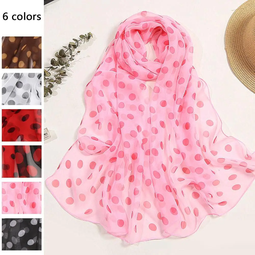 

Polka Dot Women Elegant Scarf Summer Sunscreen Shawl Long Woman Silk Scarves Bandana Scarf Summer Beach Sunscreen Thin Hijab