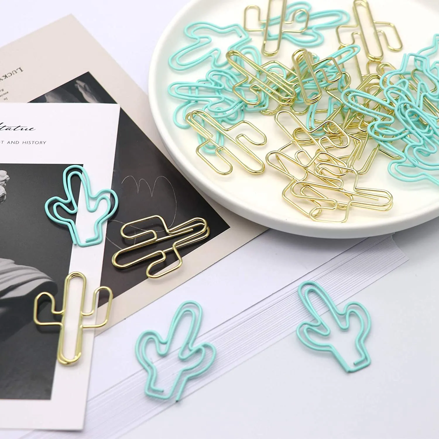 Gold Binder Clips And Paper Clips Set (3-In-1 Boxed) For Office School Supplies Teachers Classroom Daily Use