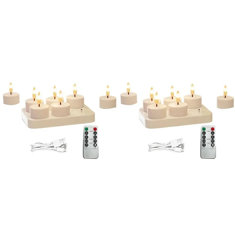 【electronic-accessories】2x-rechargeable-flameless-tea-lights-candles-with-charging-station-12pcs-battery-tea-lights-candles-with