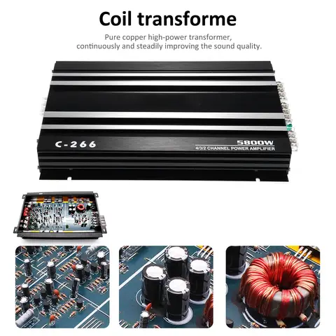 Car Power Amplifier 12V 4 Channel High Power Aluminum Alloy Car Audio Amplifier High-Power Power Amplifier
