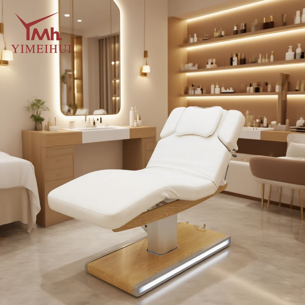 

Japanese Massage Bed Electric Lifting Three Motor Beauty Bed Table Cosmetic Spa Lash Chair Bed with Light Base