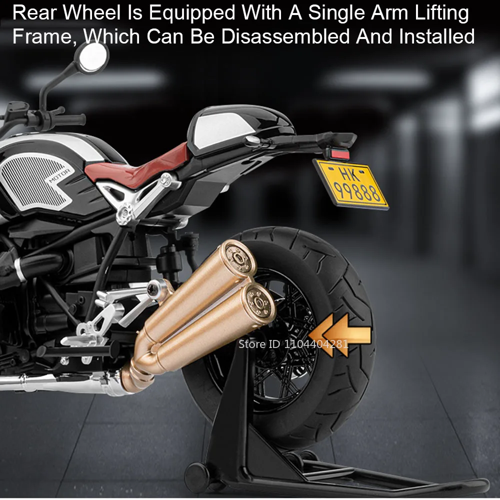 1:9 R NineT Honda Monkey motocicleta de aleación modelo fundido a presión juguetes sonido luz coche rueda delantera dirección motocicleta para niños regalo para adultos