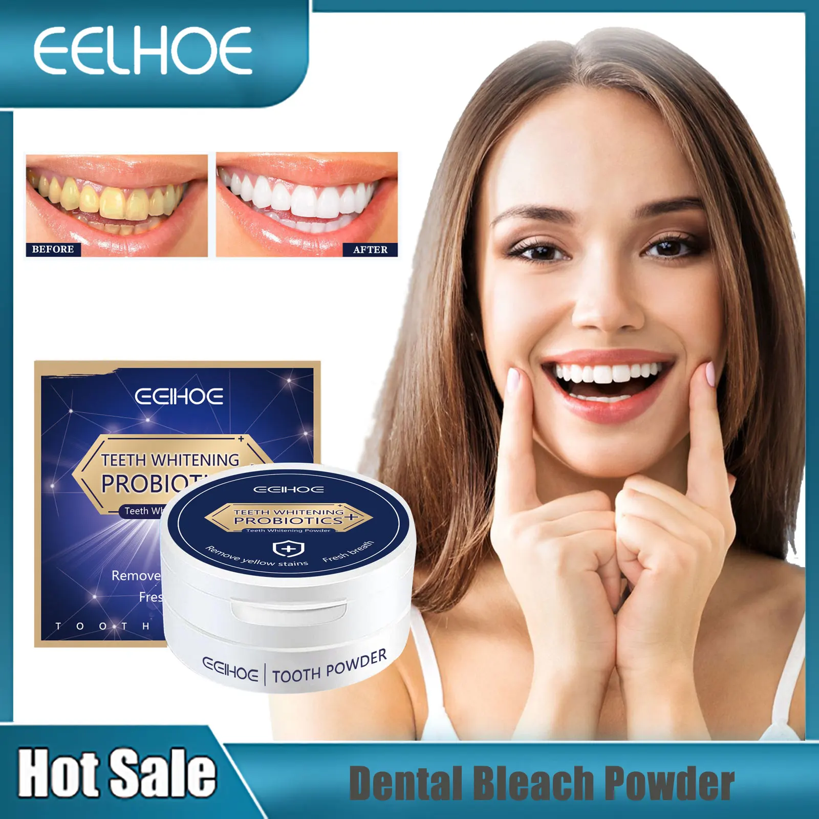 Brighten Dental Powder Teeth Color Correction Remove Stain Pigment Improve Decay Breath Refresh Clean Oral Tooth Bleach Powder