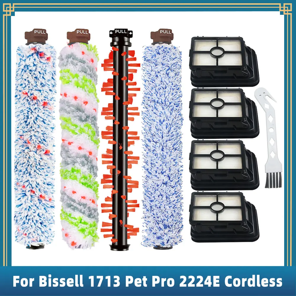 Compatible For Bissell Crosswave 1713 1785 1866 1868 1926 Pet Pro 2224E Cordless 2582E Serie Spare Parts Roller Brush Filter