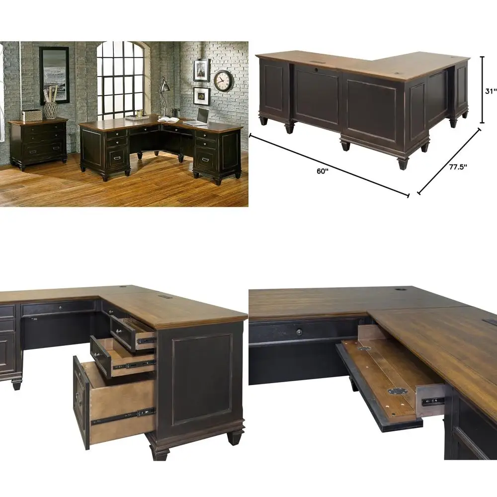 

Brown L-Shaped Office Desk