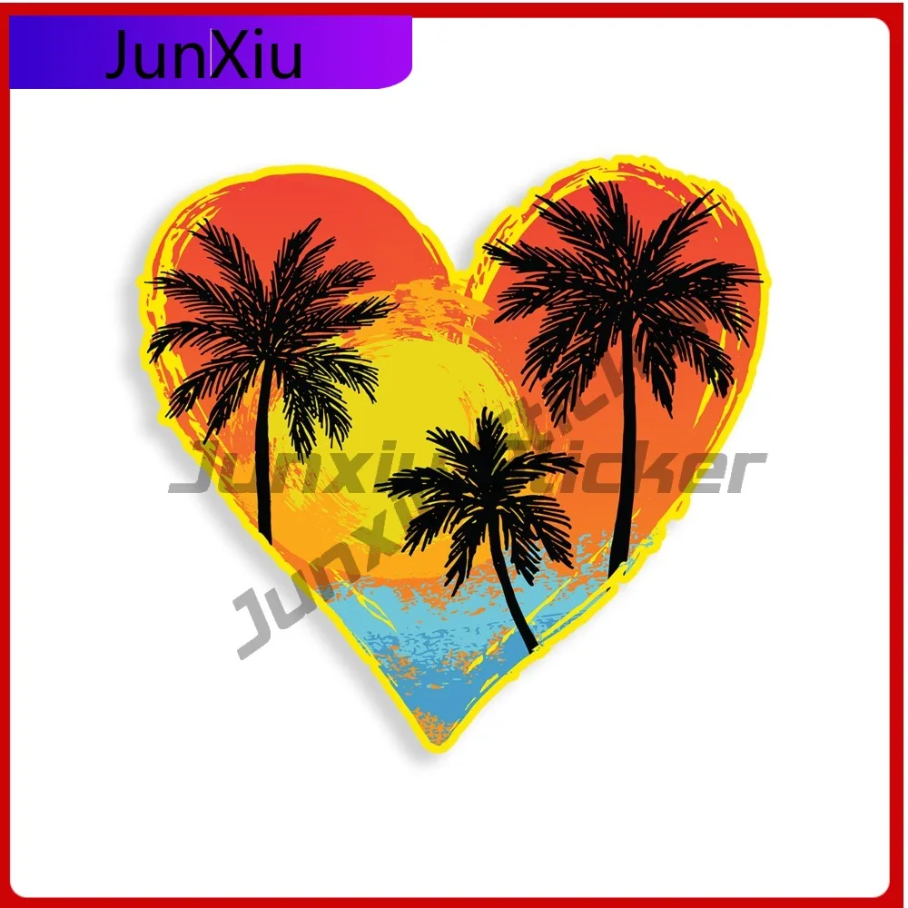 

Beach Palm Tree Heart Sticker Ocean Cup Vehicle Decal Anime Waterproof Vinyl Car Laptop Window Bumper