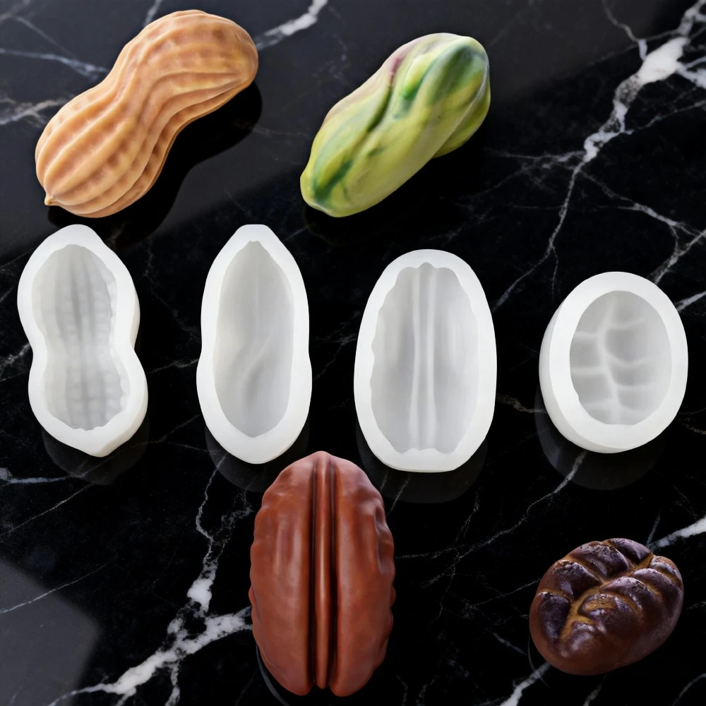 Large Size Peanut Pistachio Pecan Coffee Bean Mousse Cake Silicone Mold Chocolate Dessert Baking Mold Handmade Candle Nut Mold