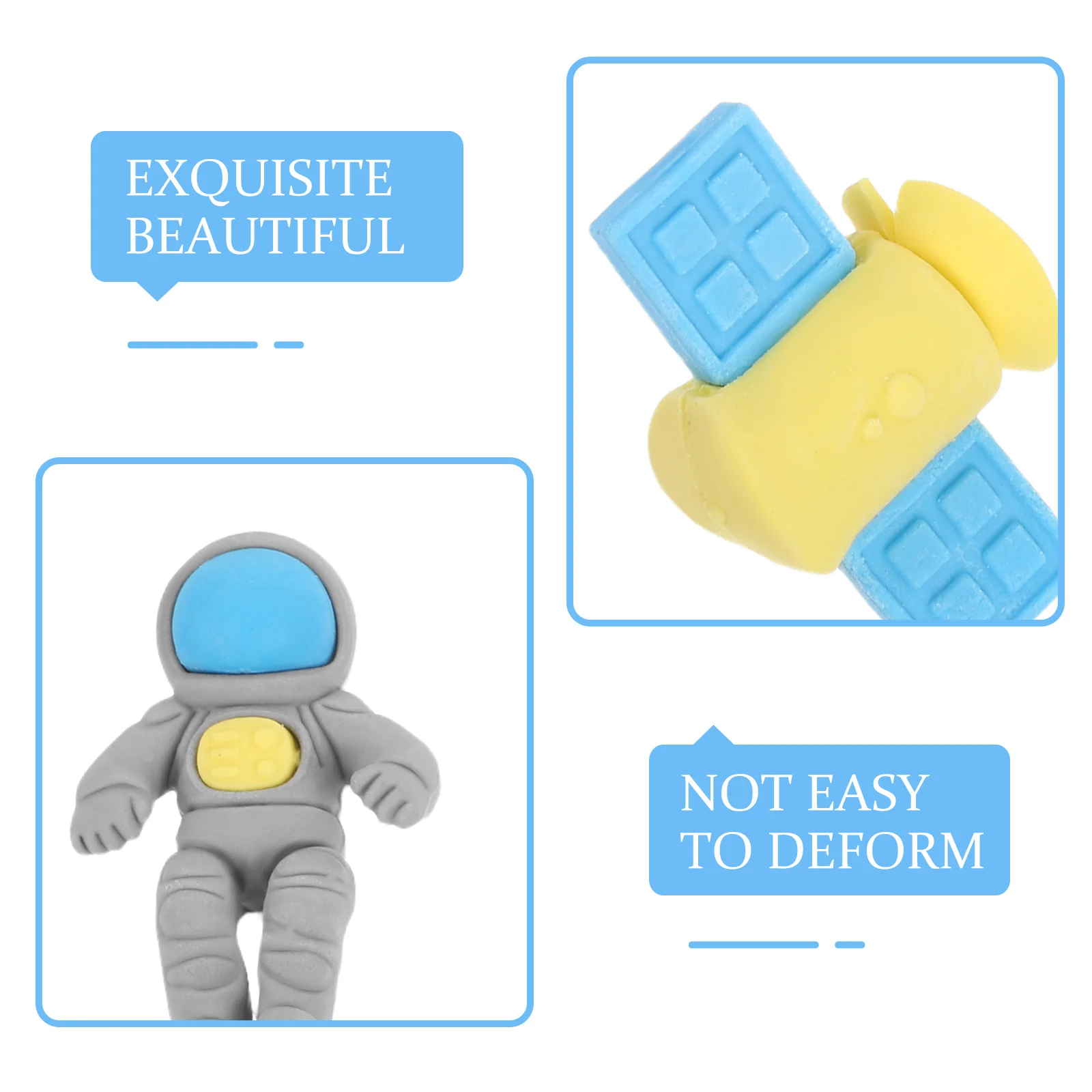 50 قطعة محايات تحت عنوان الفضاء السائبة الكرتون رواد الفضاء الصواريخ الأقمار الصناعية الإبداعية أدوات التعلم آمنة مادة Tpr لا بقايا