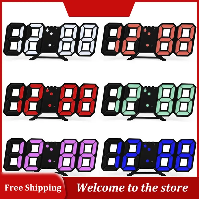 Led Wall Clock Digital Alarm Clocks Wall Hanging 3 Levels Brightness Time Date Temperature Display Electronic Clocks Wall Decor