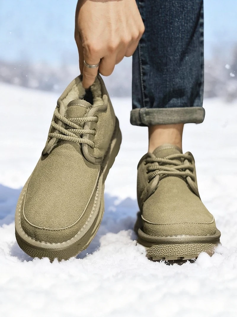 

Northeast China Men's Winter Snow Boots Waterproof Anti-slip Fur Lined Thick Warm High Top Cotton Shoes Sporty Chic Short Boot