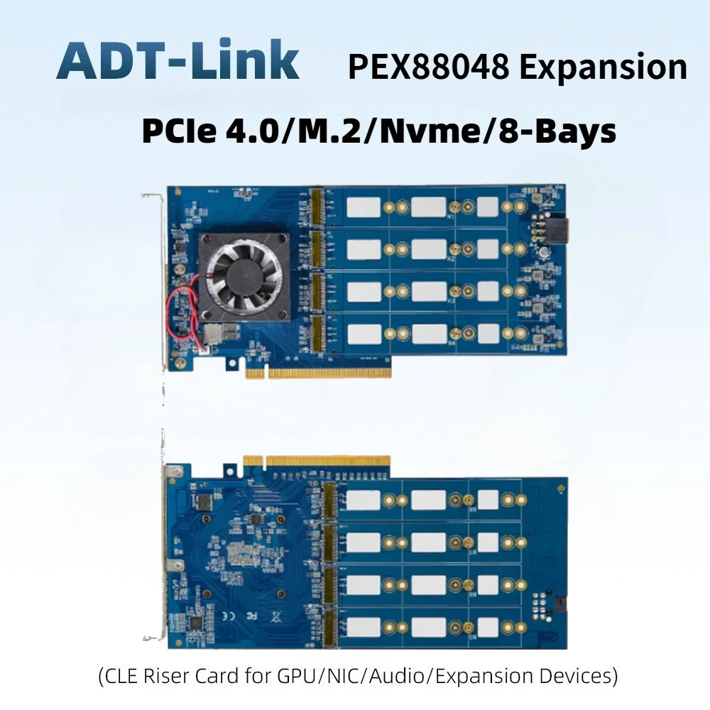 M.2 Nvme 8-Disk Expansion Card PCIe 4.0 to PEX88048 Expansion Card Free Mainboard Split 8-Disk M2 Nvme 2280 22110 Expansion Card