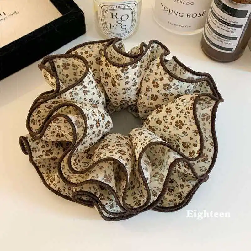Übergroße Modische Damen-Haargummis mit Rüschen, Elastischer Pferdeschwanzhalter, Großes Scrunchie, Haarschmuck, Geschenke – Detail 3