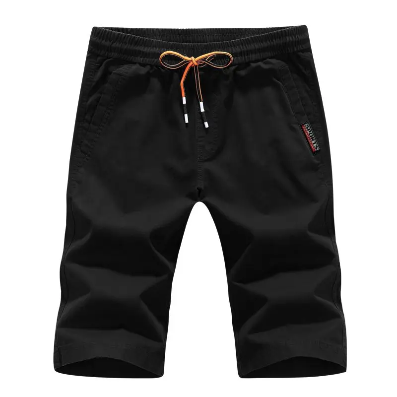 Men Pure Cotton Elastic Drawstring Loose Seven Point Shorts Casual Plus Size Beach Pants S-5XL