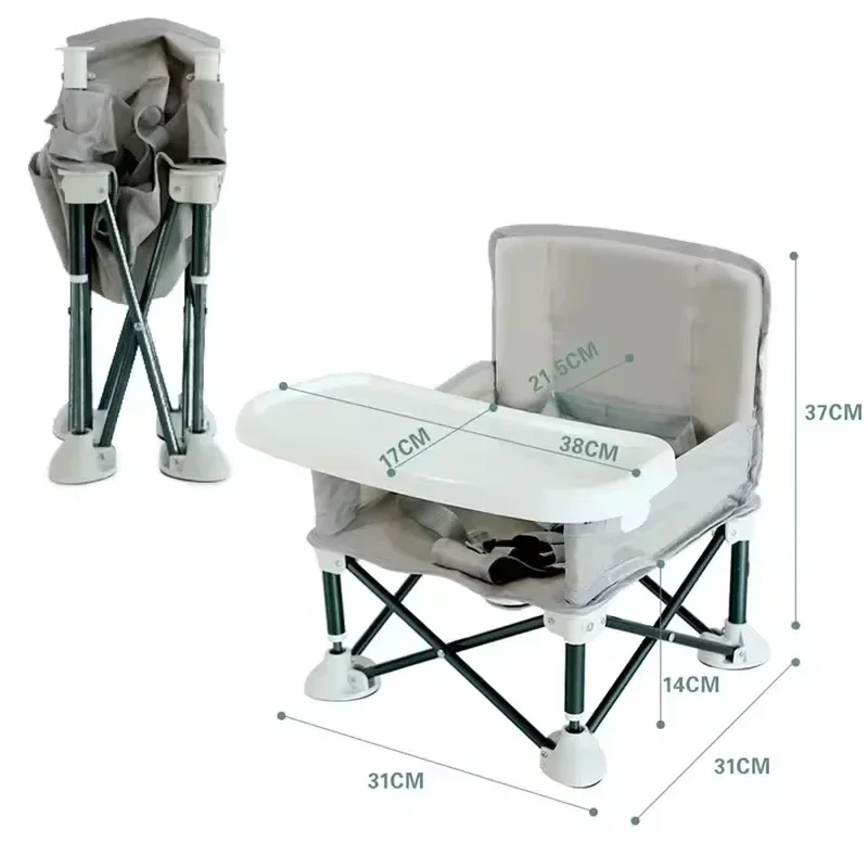 알루미늄 합금 접이식 휴대용 컴팩트 아기 의자, 실내 및 실외용 안전 벨트 포함, 캠핑 피크닉용 쉬운 여행