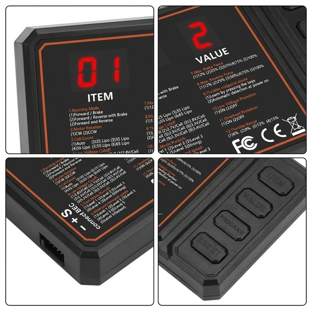 Brushless Motor Programming Device - 5th Gen Hardware-Based Tuner with LED Readout and ABS + Silicone Construction