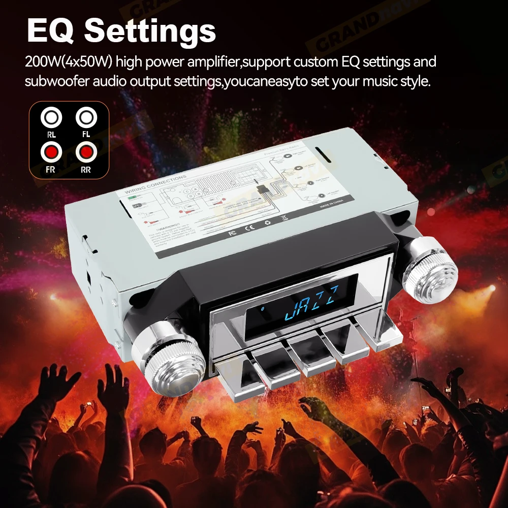 1DIN Retor Car Radio Vintage MP3 Player FM AM RDS Bluetooth For Ford F-Series Ranchero Bronco Mustang Galaxie Falcon Thunderbird view 6