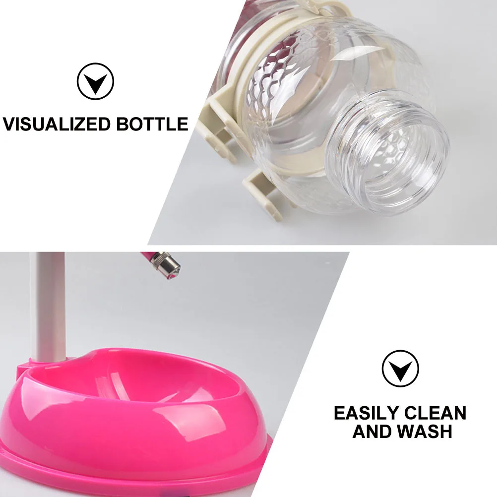 

1pc Automatic Pet Feeder Water Dispenser For Dog Cat Adjustable Height Detachable Pp Pvc Material Visual Water Level Indicator