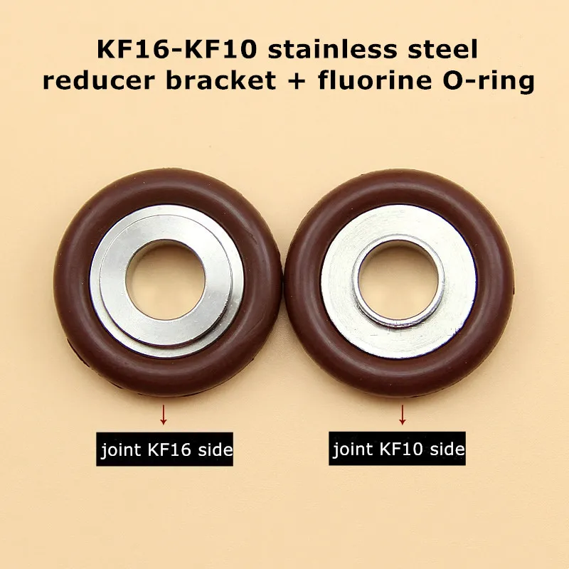 5Pcs KF16 to KF10 Stainless Steel aluminium alloy Reducing Center Bracket Fluorine Rubber O-ring for Vacuum Flange Pipe Clamp