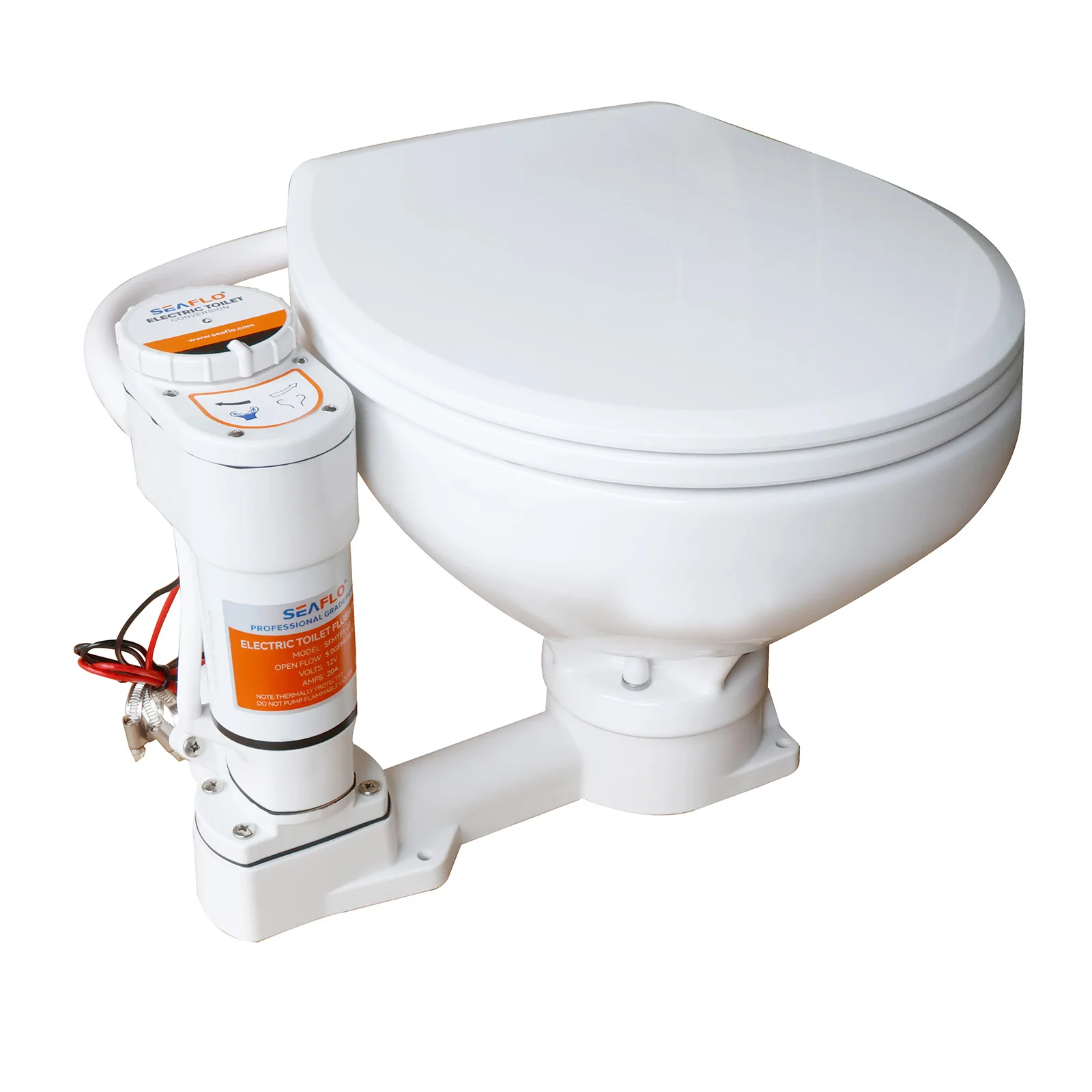 12V Marine Electric Toilet Twist Flush Boat Head for Yacht, RV, and Boat Bathroom