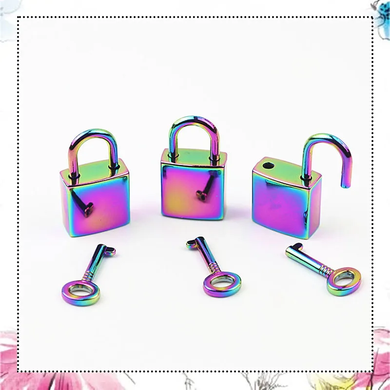 

2Pcs Rainbow Colored Metal Turn Twist Lock Snaps Buckles for DIY Handbag Bag Purse Hardware Closure Clasp Parts Accessories