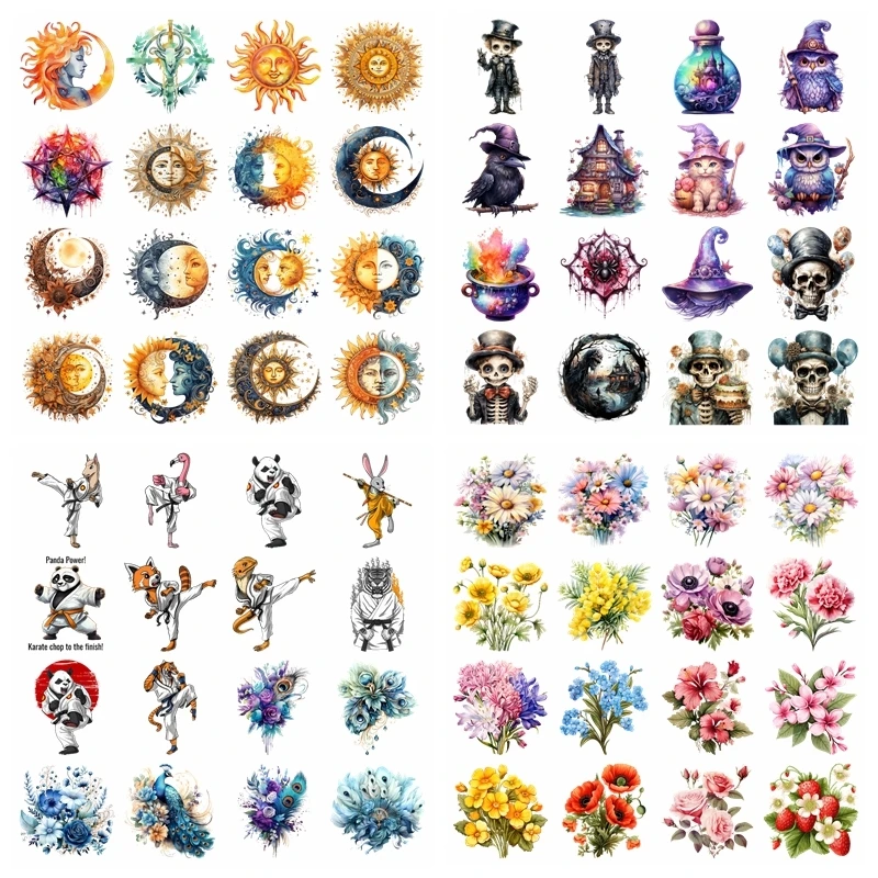 Halloween Skeleton Ice Cream set heat transfer iron on printing vinyl stickers T-shirt stickers DIY Toy doll clothing decoration