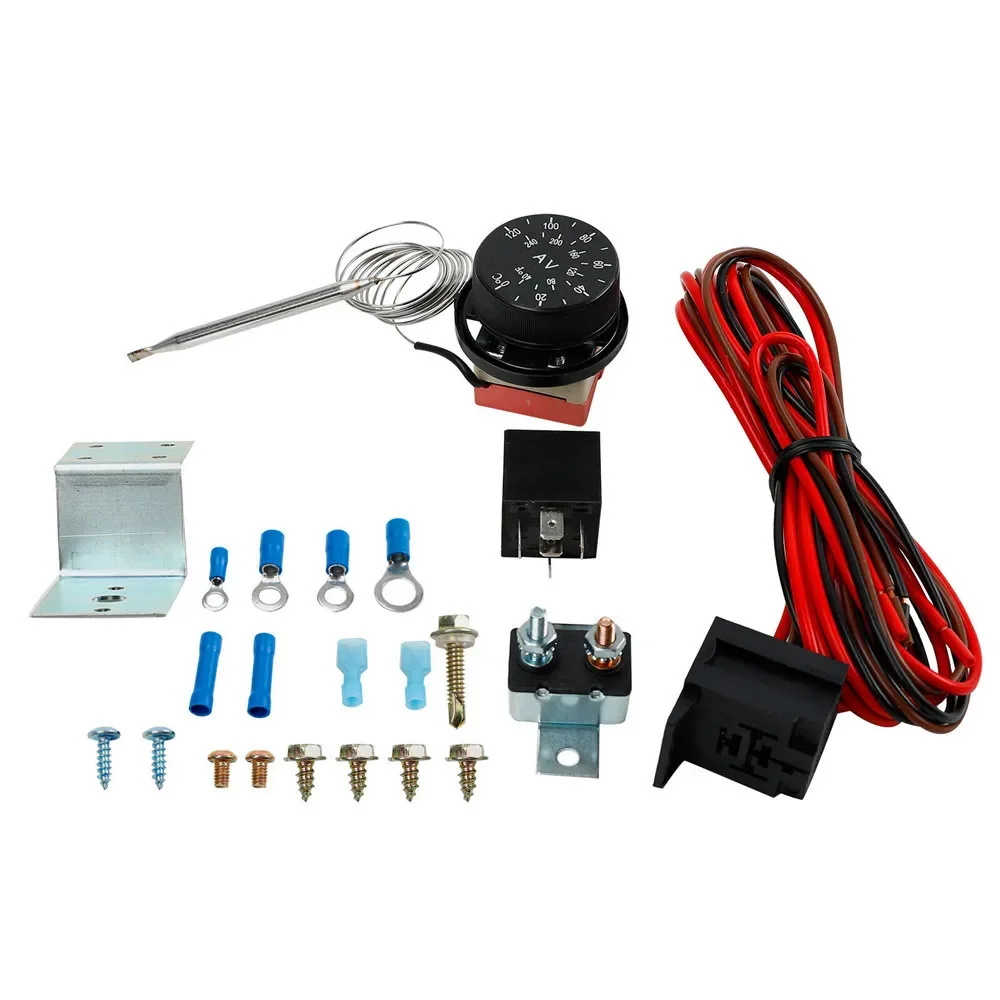 12V 60A Adjustable Radiator Fan Control Relay Wiring Kit, Automotive Cooling Wire Harness