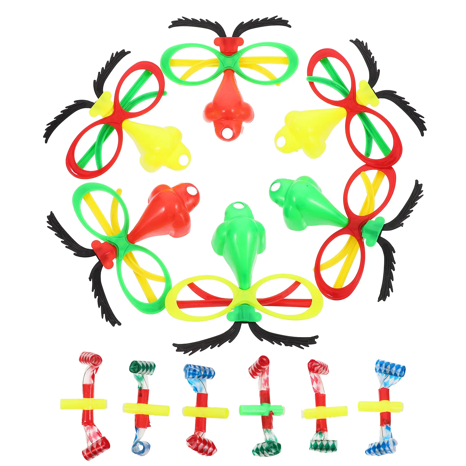 

6Pcs Halloween Funny Glasses Silly Big Fake Nose Party Noise Maker Blowers Disguise Eyewear Adult Silly Sunglasses