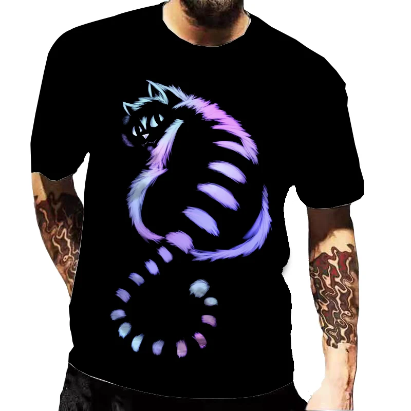 Disney Gothic Princess Alice Cheshire Cat Summer Fashion Men 3D Cartoon Print T-Shirt Harajuku Short Sleeve O-Neck Tees For Kids