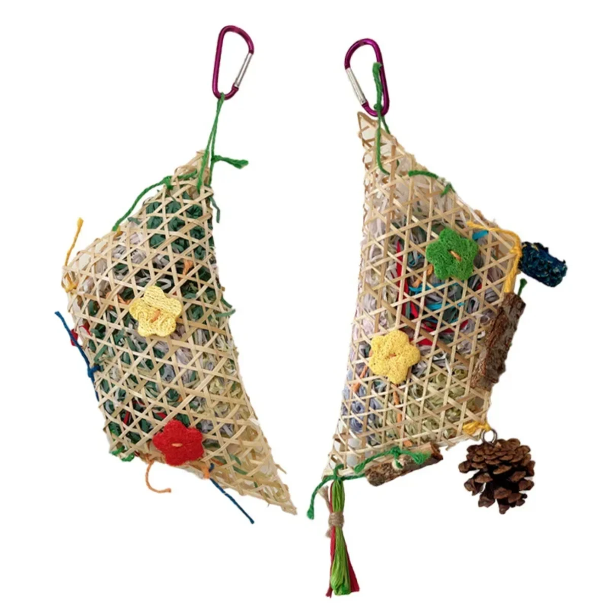 

Parrot Bite Toys Climbing Foraging Bird Chewing Toy Colored Paper Shredder Bamboo Woven Lovebirds,Cockatiels,Budgies