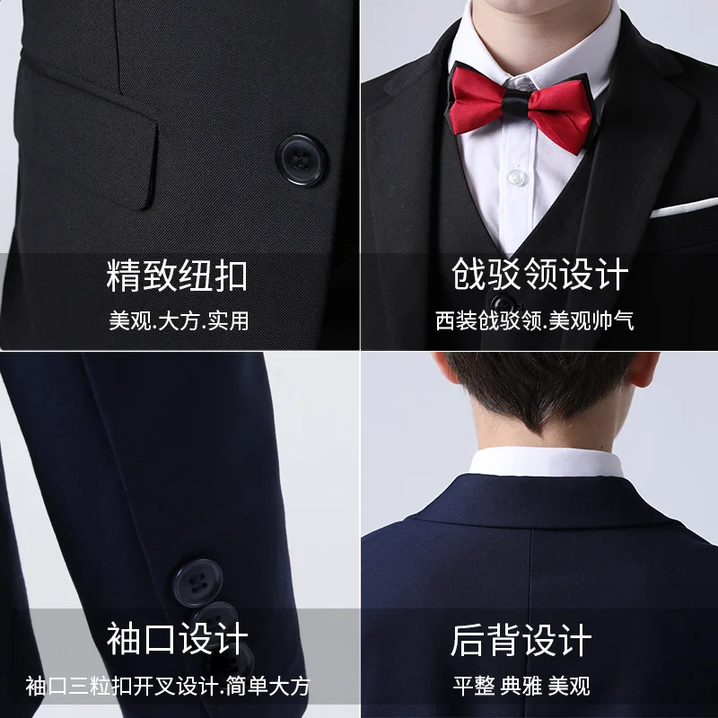 Top Quality Big Boys Suit For Wedding Teenager Kids Formal Tuxedo Dress Children Photograph Blazer Party Performance Costume