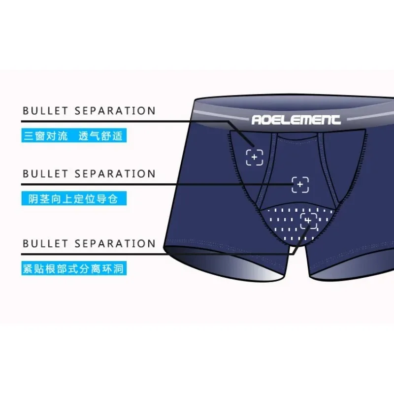 Men Ice Silk Separate Pouch Boxer Briefs U Convex Design Scrotum Support Breathable Soft Elastic Casual Daily Home Comfortable view 6