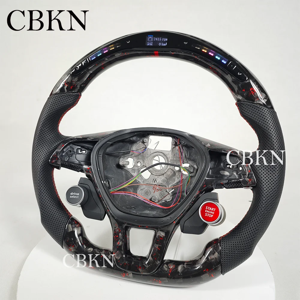 LED Rose Gold-Flake Forged Carbon Steering  Wheel for VW Passat CC/Golf MK7 2013-2020 | Engine Start Button & Leather Grip