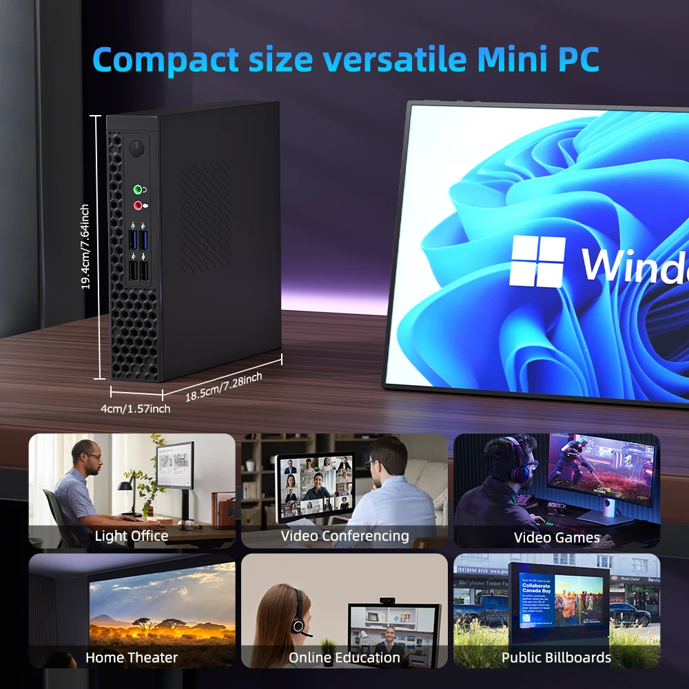 12th Gen Core I5-12450H 13500H كمبيوتر صغير DDR5 NVME 4K RS232 جزءا لا يتجزأ من سطح المكتب الأعمال الصناعية كمبيوتر صغير